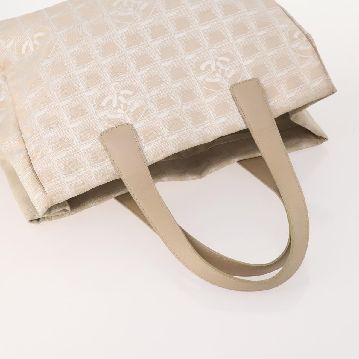 CHANEL New Travel Line Tote Bag Nylon 2 Set Beige CC Auth ti3894