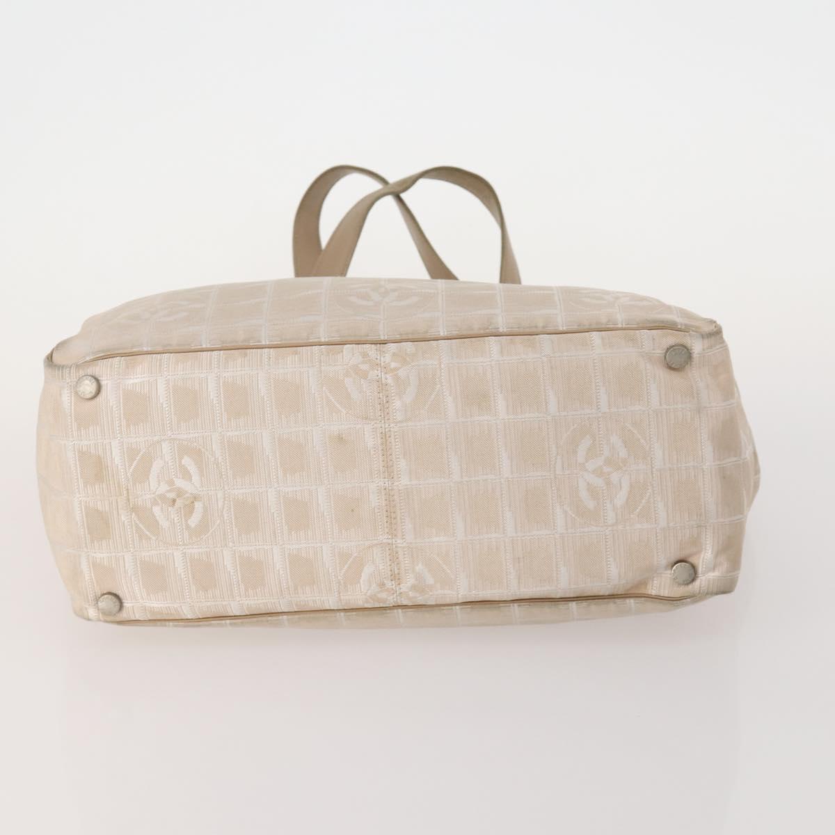 CHANEL New Travel Line Tote Bag Nylon 2 Set Beige CC Auth ti3895