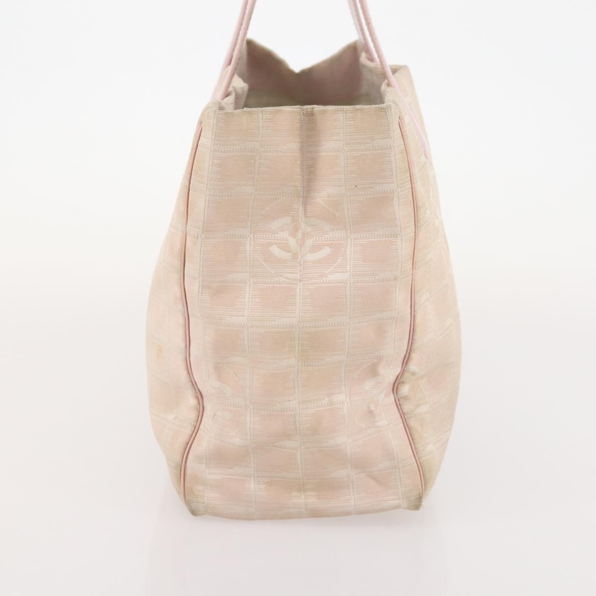CHANEL New Travel Line Tote Bag Nylon 2 Set Pink Beige CC Auth ti3896