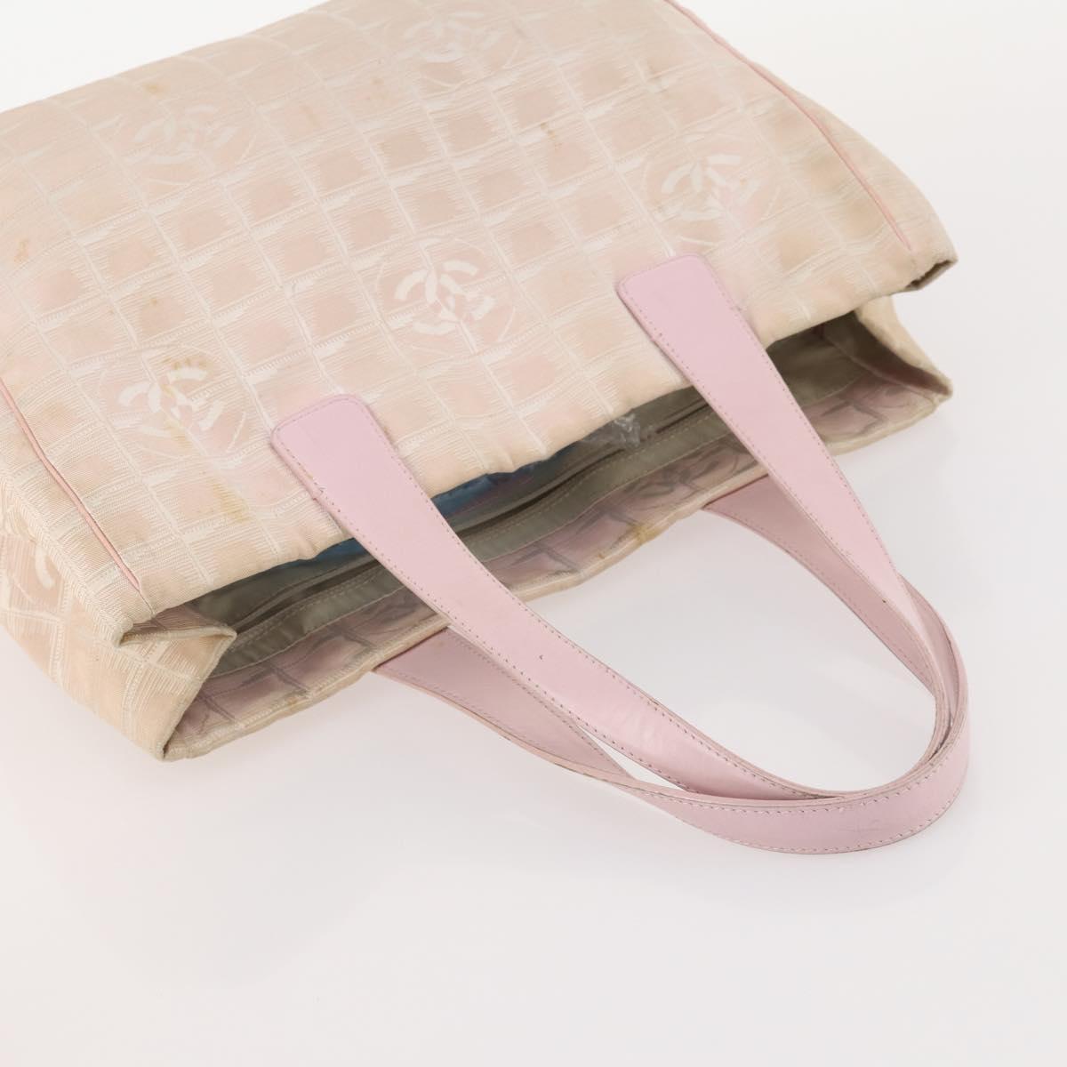 CHANEL New Travel Line Tote Bag Nylon 2 Set Pink Beige CC Auth ti3896