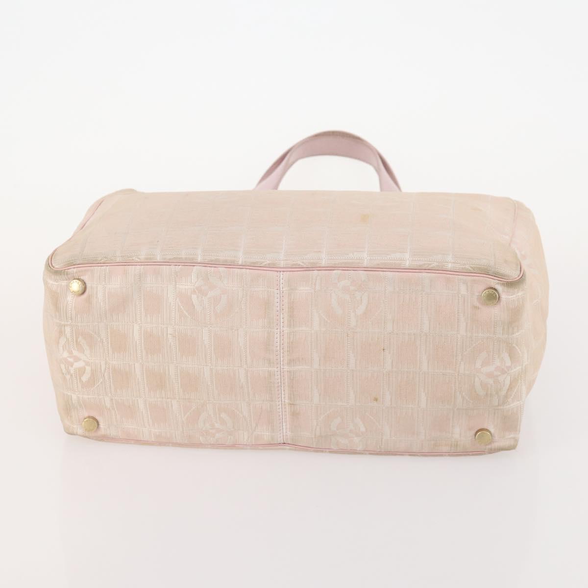 CHANEL New Travel Line Tote Bag Nylon 2 Set Pink Beige CC Auth ti3896