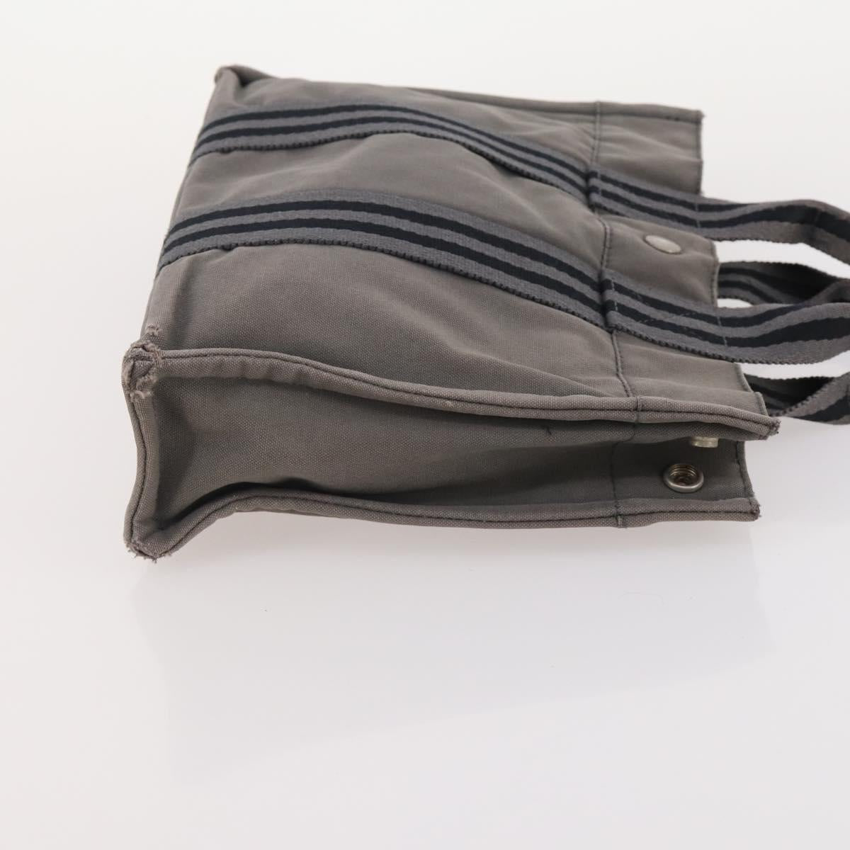 HERMES Tote Bag Canvas 4 Set Gray Black Auth ti3899