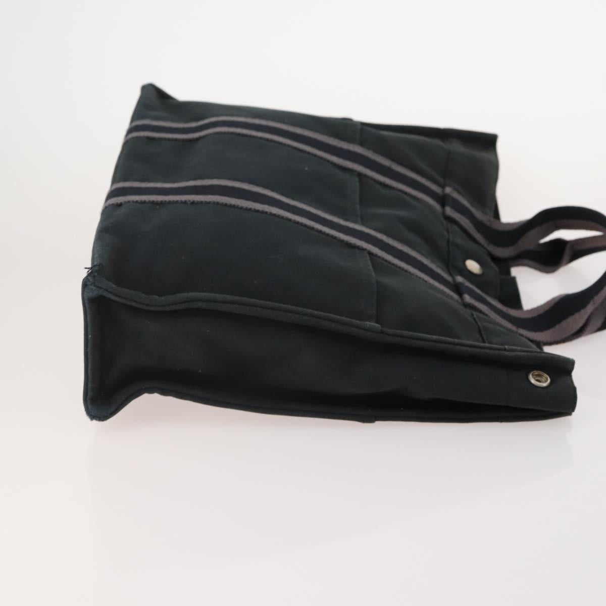 HERMES Tote Bag Canvas 4 Set Gray Black Auth ti3899