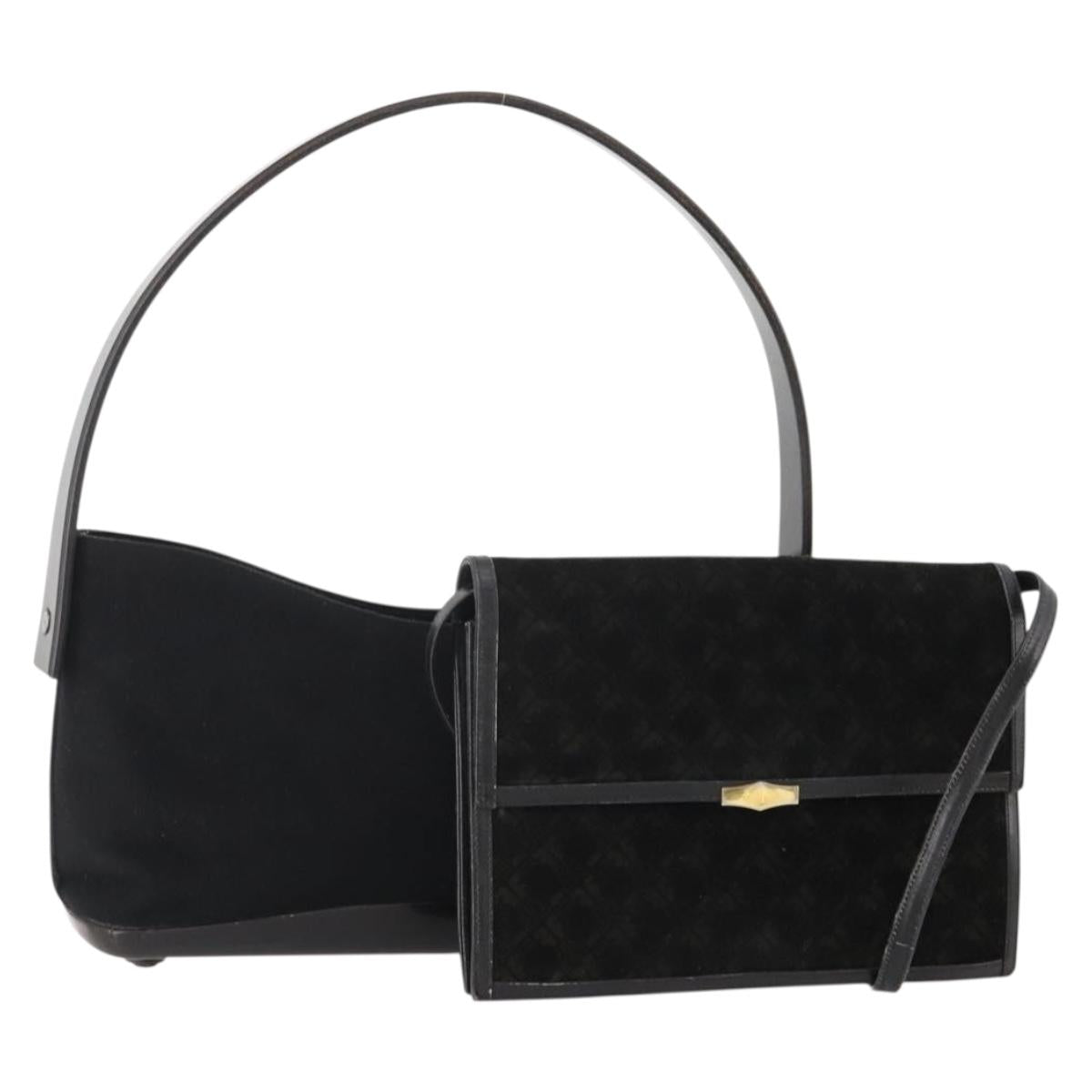 Salvatore Ferragamo Shoulder Bag Suede 2 Set Black Auth ti3904