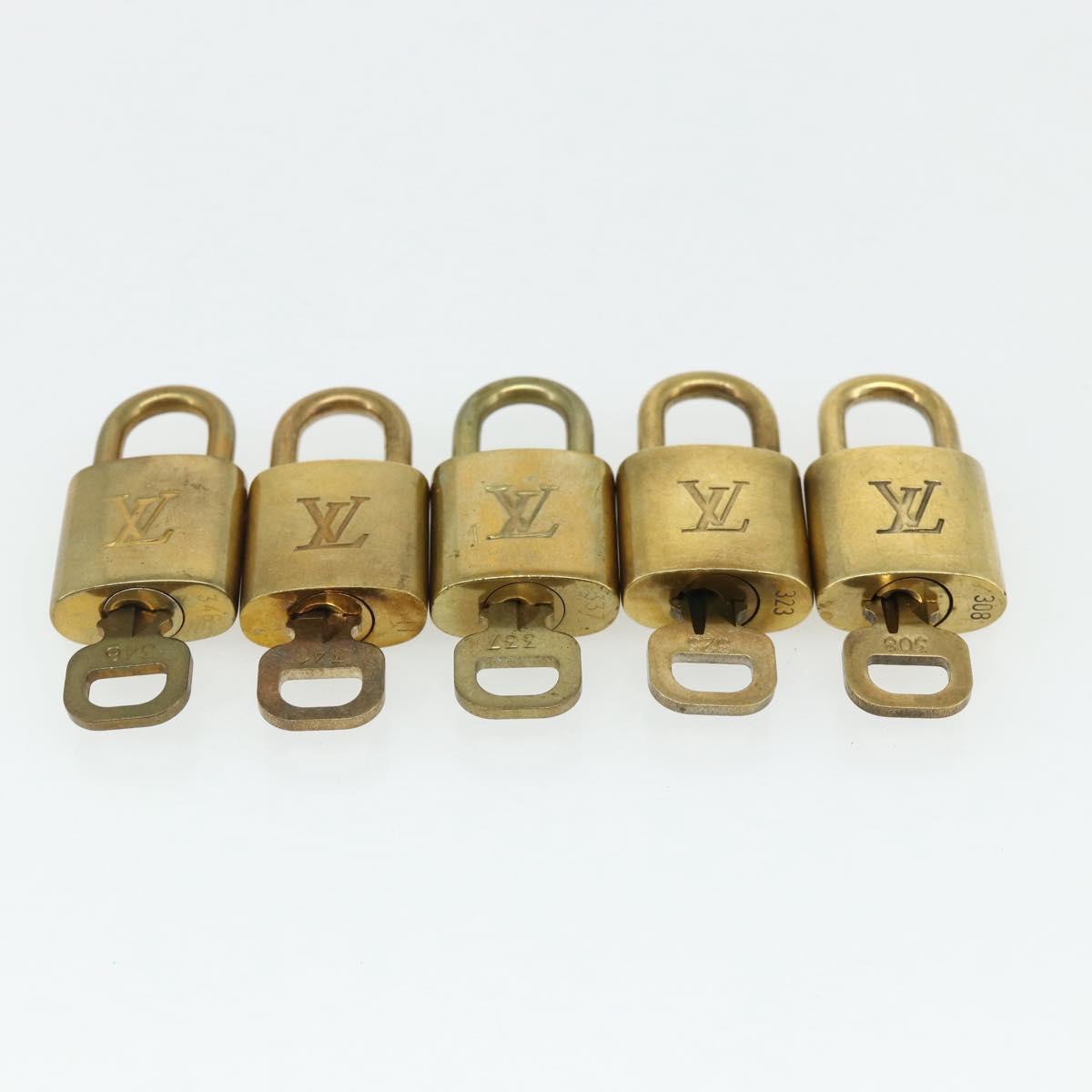 LOUIS VUITTON Padlock 10 Set Padlock metal Gold LV Auth ti3909