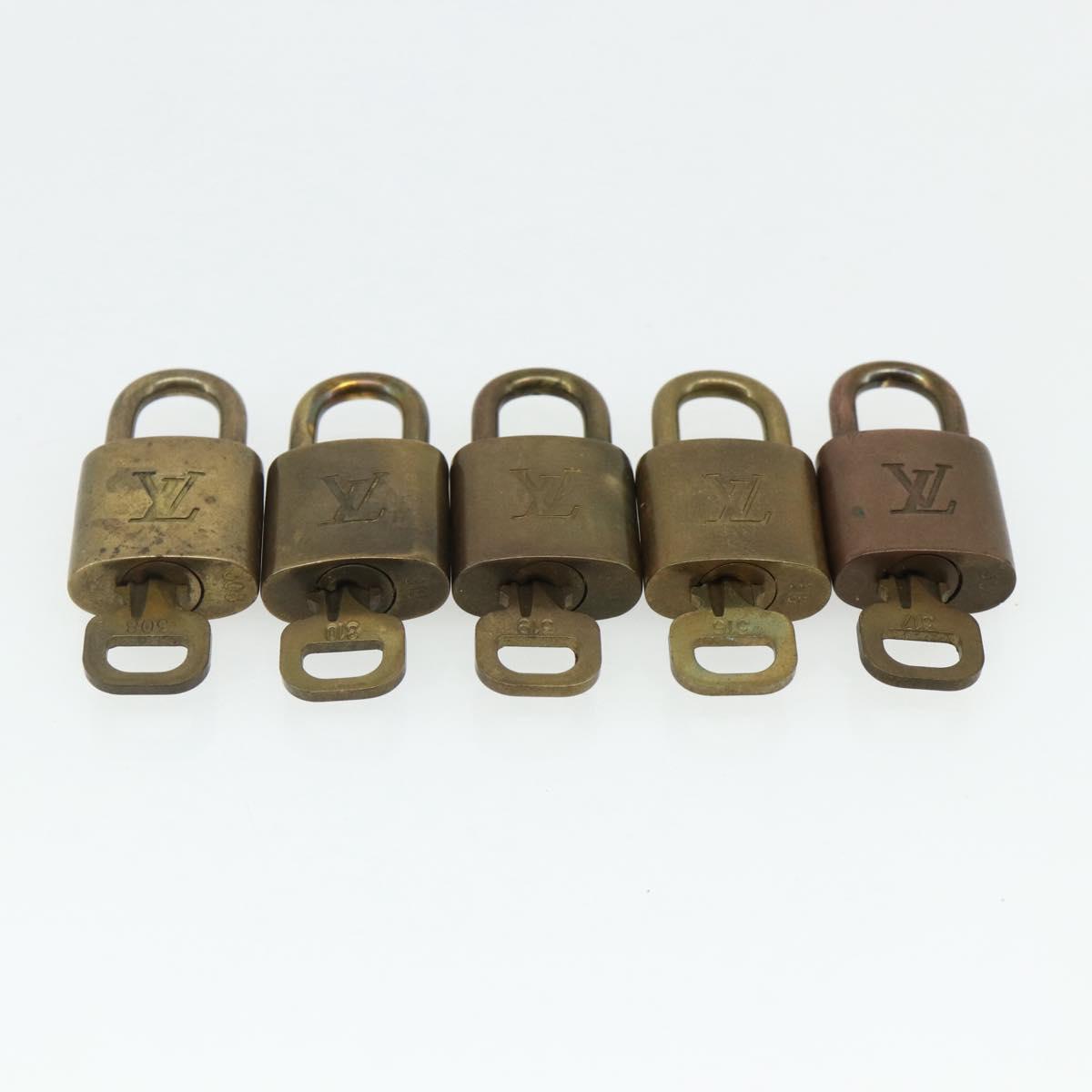LOUIS VUITTON Padlock 10 Set Padlock metal Gold LV Auth ti3909