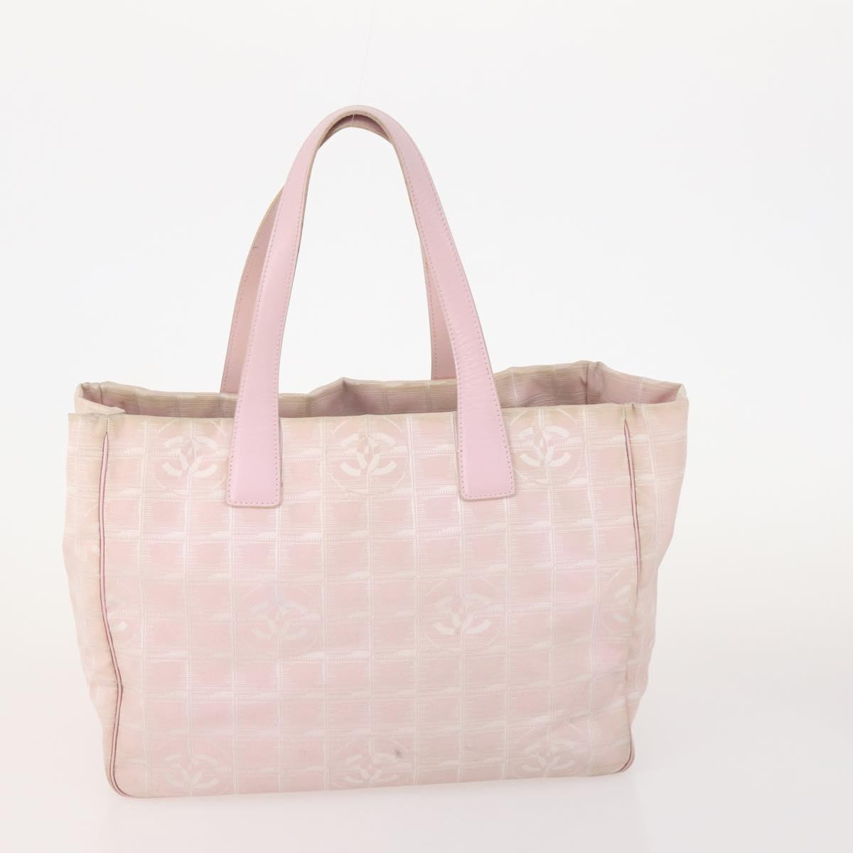 CHANEL New Travel Line Tote Bag Nylon 3 Set Pink Black CC Auth ti3919