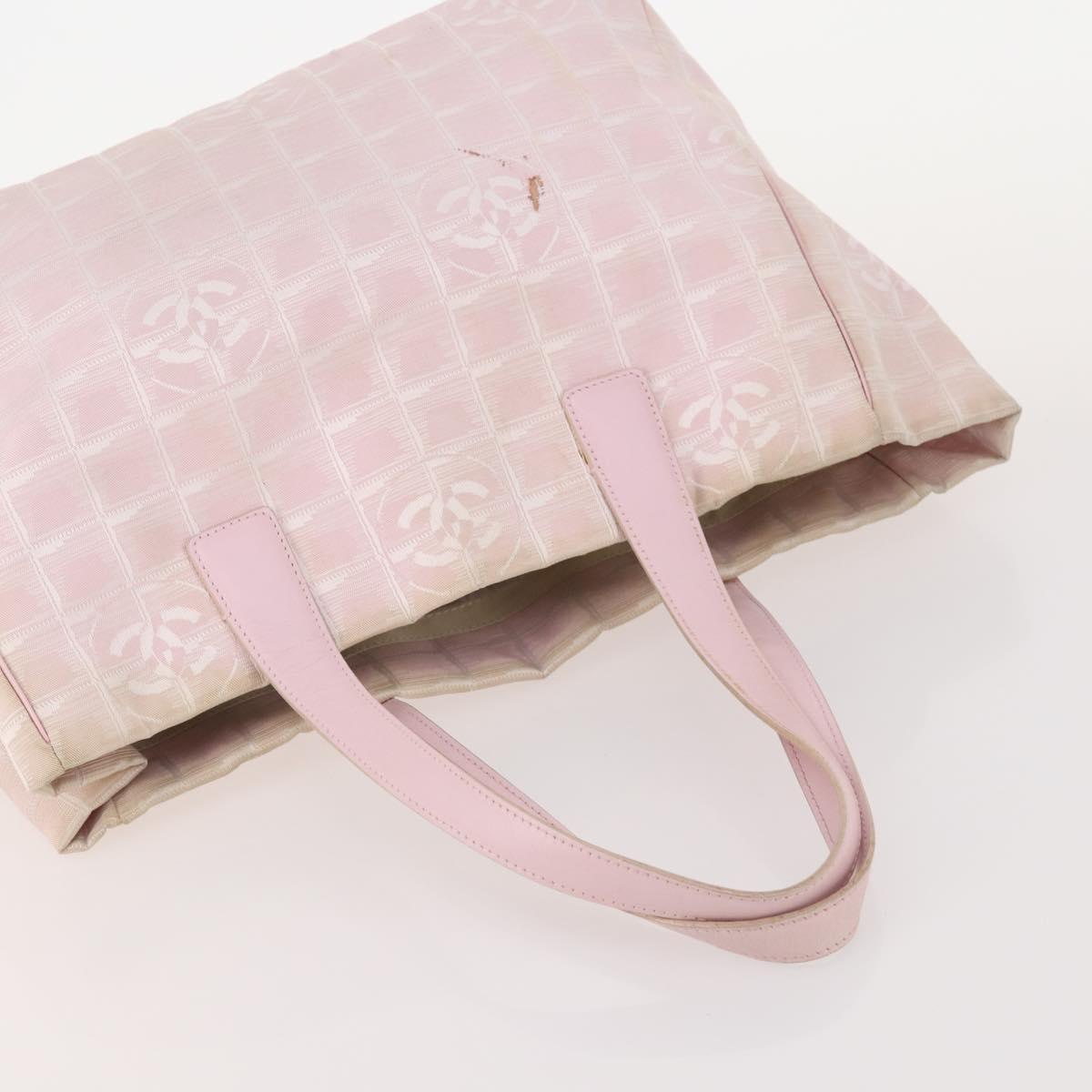 CHANEL New Travel Line Tote Bag Nylon 3 Set Pink Black CC Auth ti3919