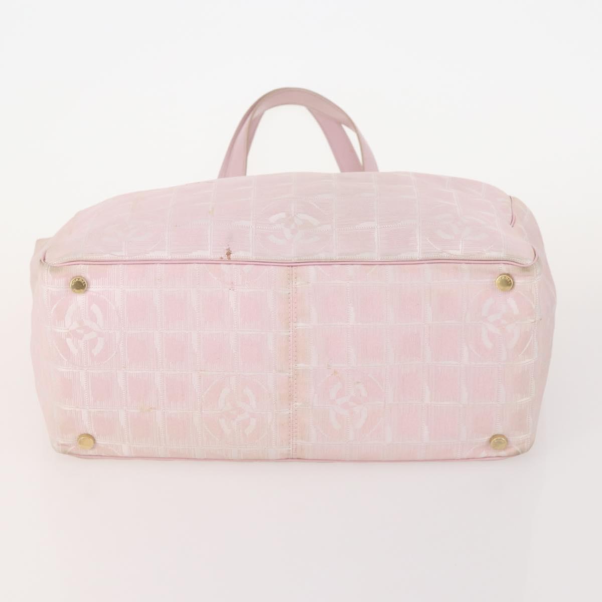 CHANEL New Travel Line Tote Bag Nylon 3 Set Pink Black CC Auth ti3919
