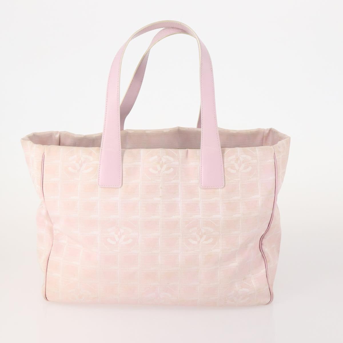 CHANEL New Travel Line Tote Bag Nylon 3 Set Pink Black CC Auth ti3919