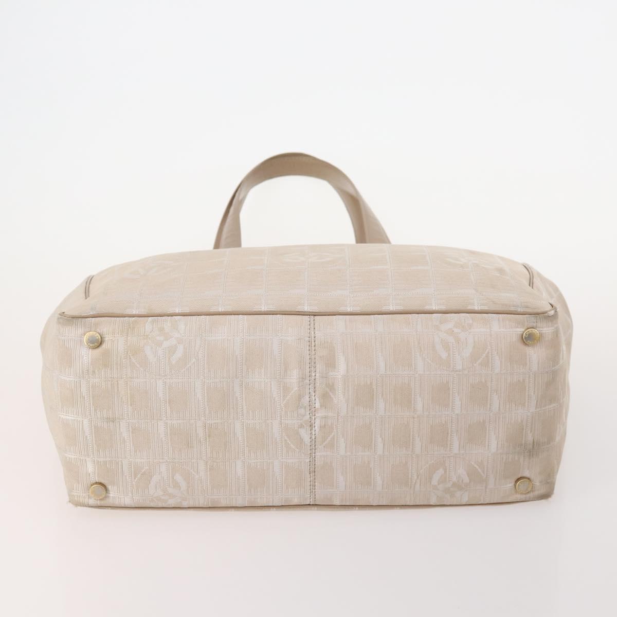 CHANEL New Travel Line Tote Bag Nylon 4 Set Beige CC Auth ti3920