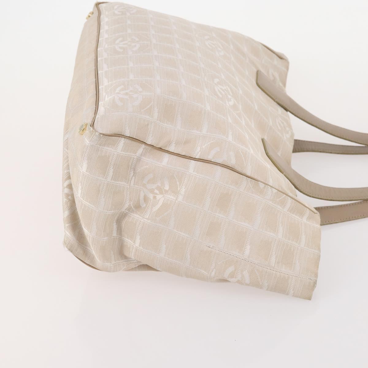 CHANEL New Travel Line Tote Bag Nylon 4 Set Beige CC Auth ti3920