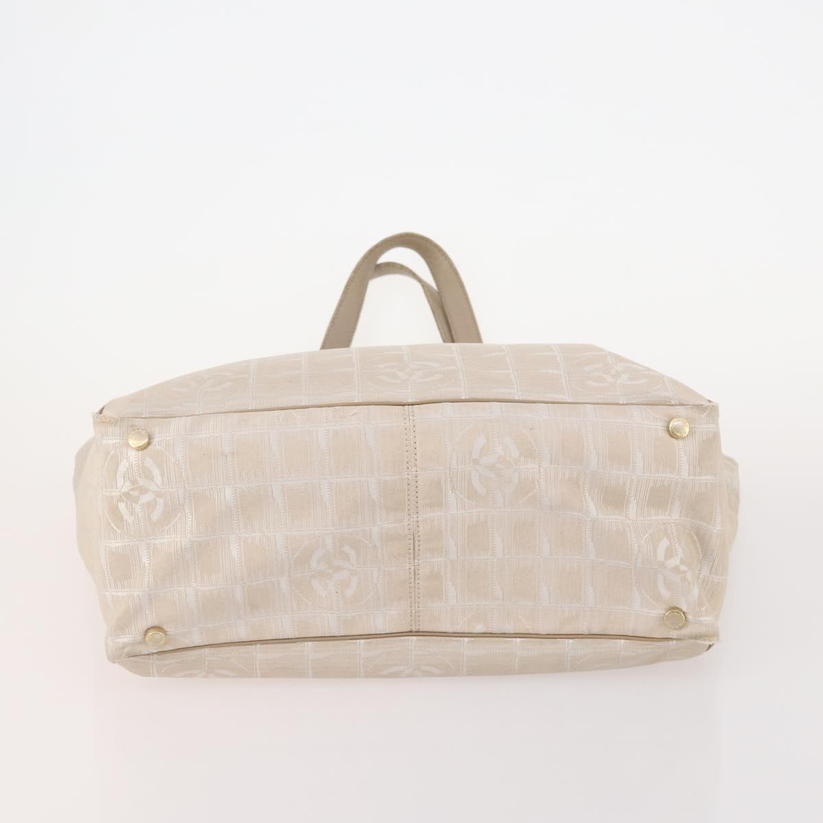 CHANEL New Travel Line Tote Bag Nylon 4 Set Beige CC Auth ti3920