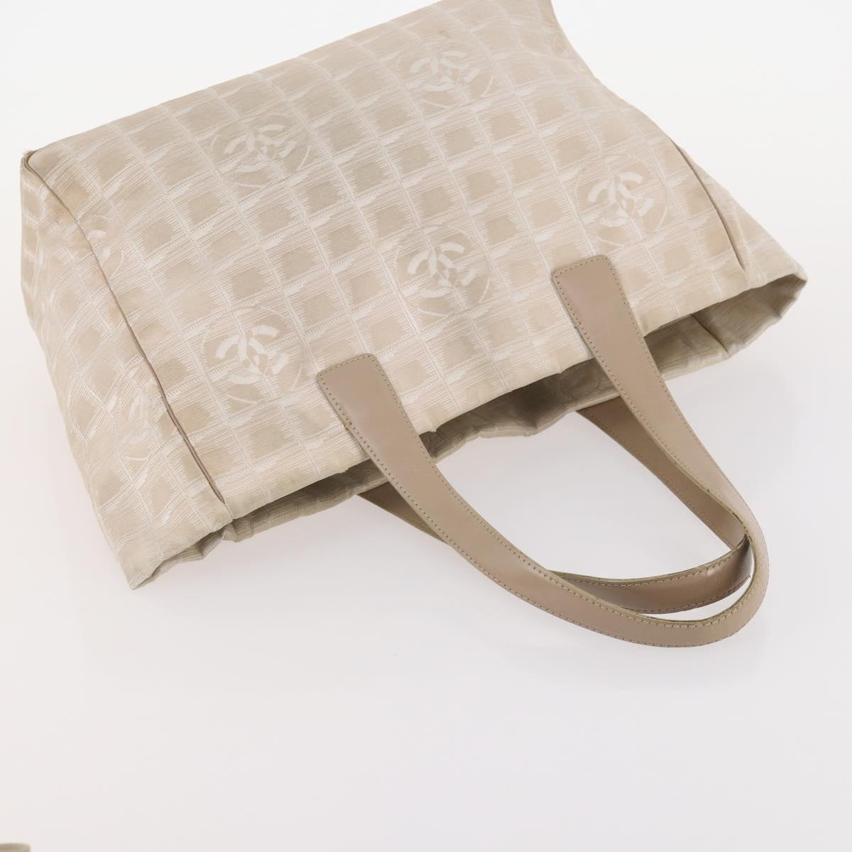 CHANEL New Travel Line Tote Bag Nylon 4 Set Beige CC Auth ti3920