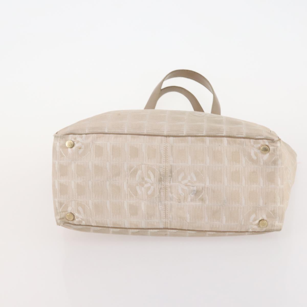 CHANEL New Travel Line Tote Bag Nylon 4 Set Beige CC Auth ti3920