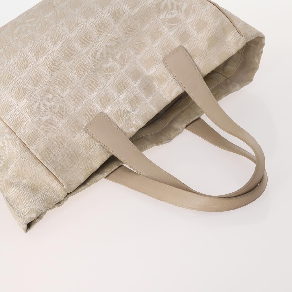 CHANEL New Travel Line Tote Bag Nylon 4 Set Beige CC Auth ti3920