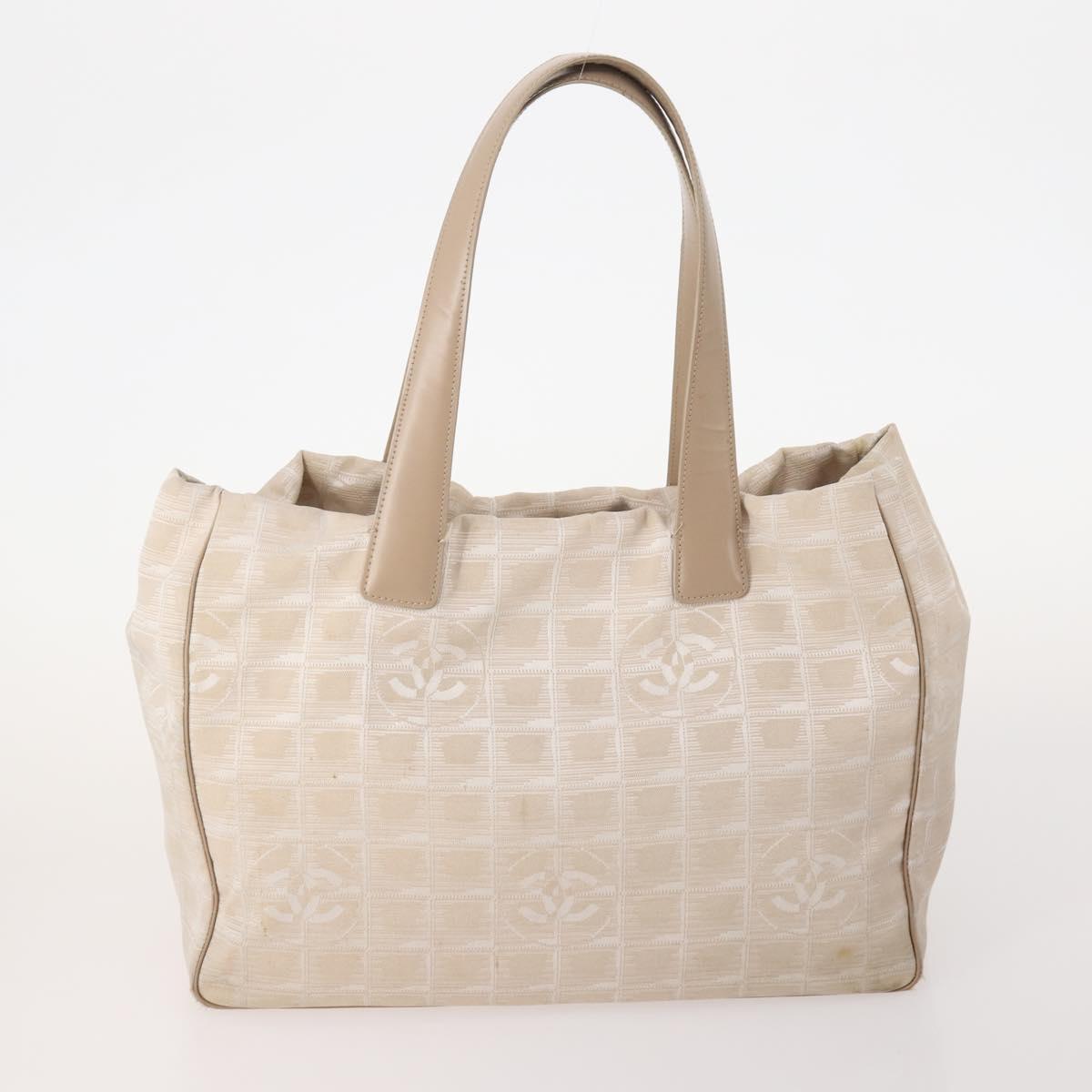CHANEL New Travel Line Tote Bag Nylon 4 Set Beige CC Auth ti3920