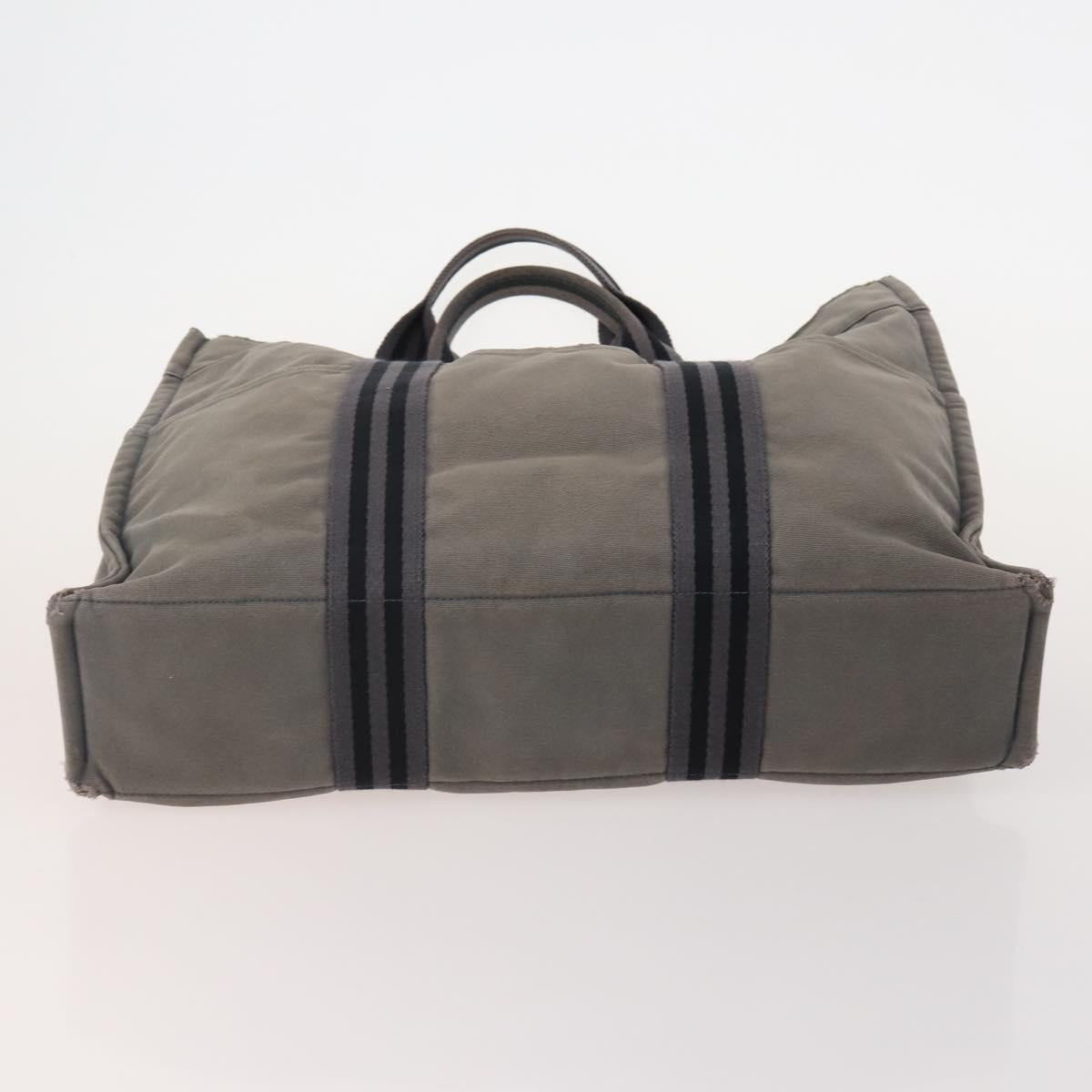 HERMES Fourre Tout Hand Bag cotton 4 Set Black Red gray Auth ti3921