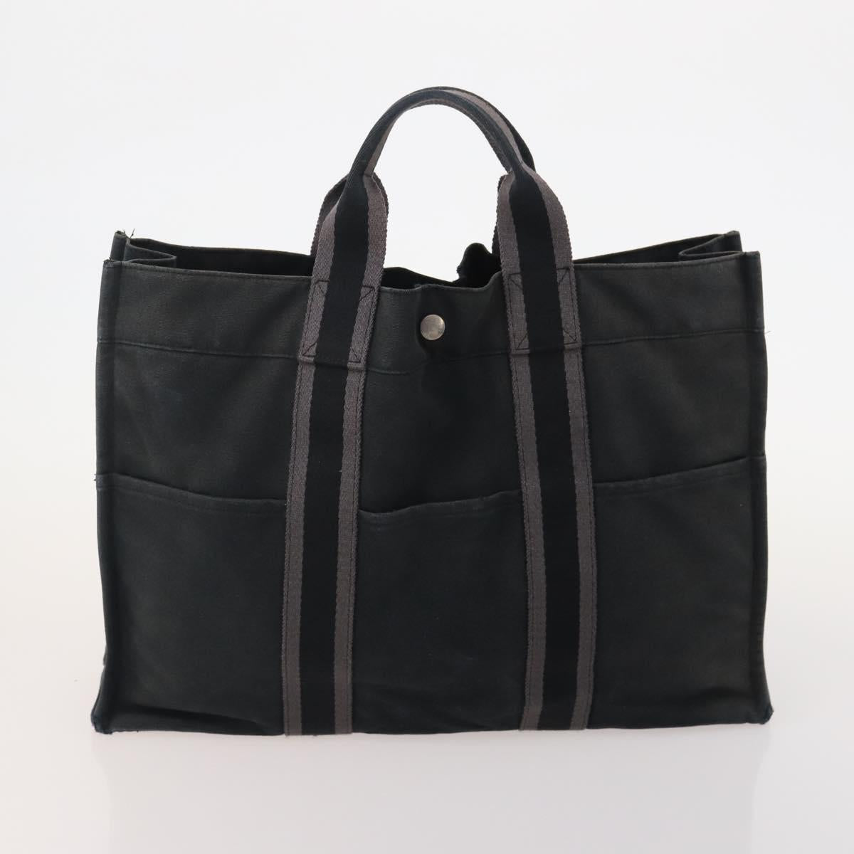 HERMES Fourre Tout Hand Bag cotton 4 Set Black Red gray Auth ti3921