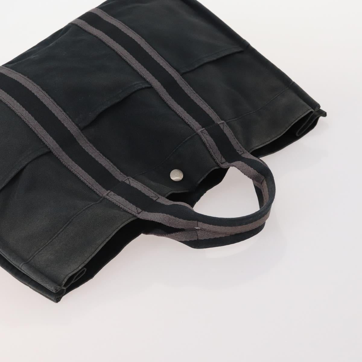 HERMES Fourre Tout Hand Bag cotton 4 Set Black Red gray Auth ti3921