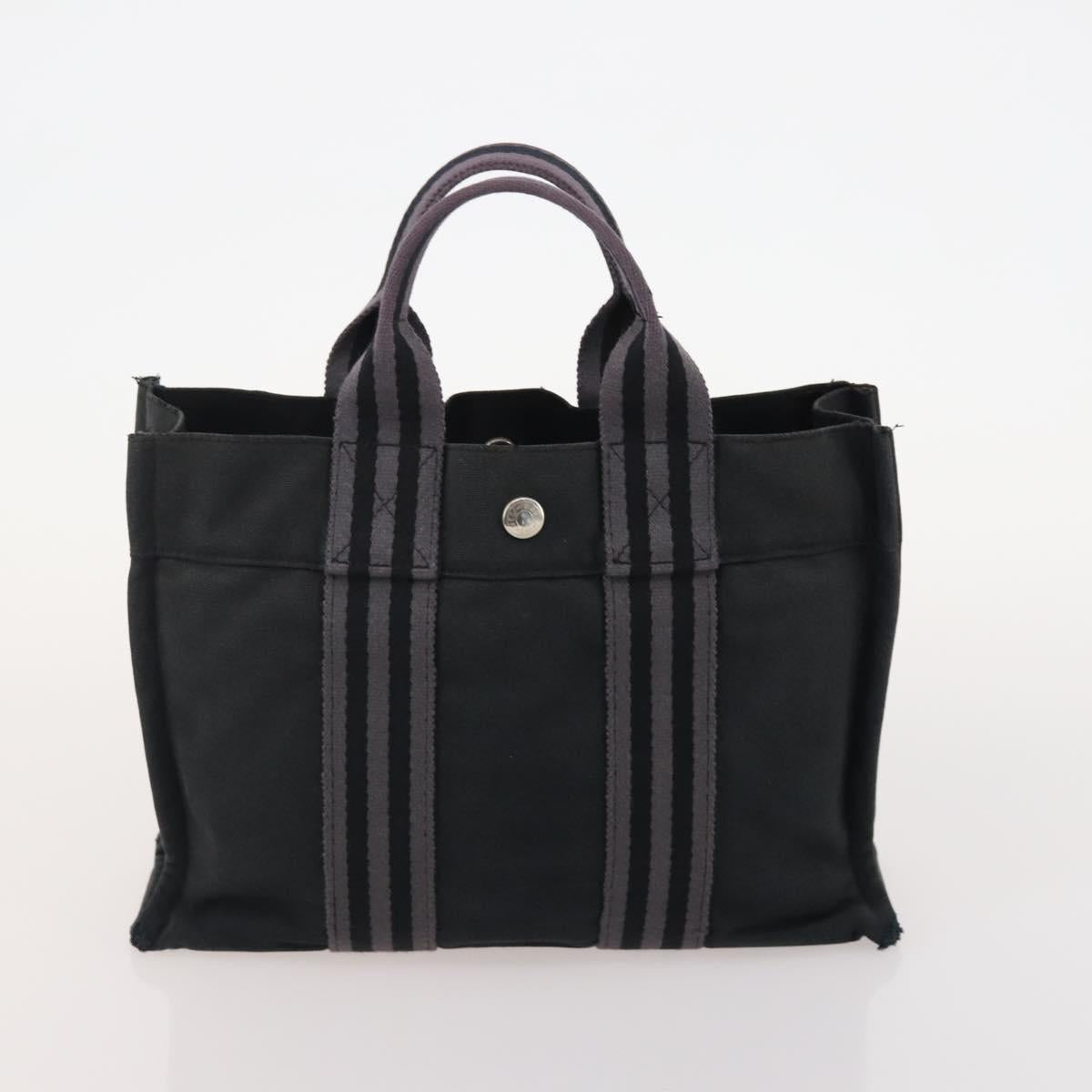 HERMES Fourre Tout Hand Bag cotton 4 Set Black Red gray Auth ti3921