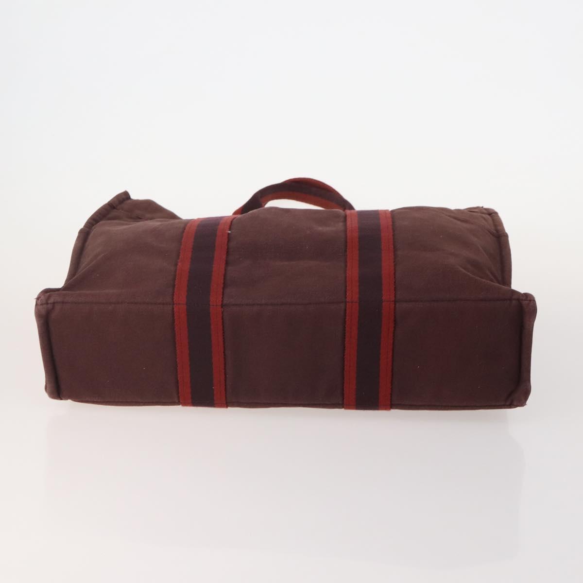 HERMES Fourre Tout Hand Bag cotton 4 Set Black Red gray Auth ti3921