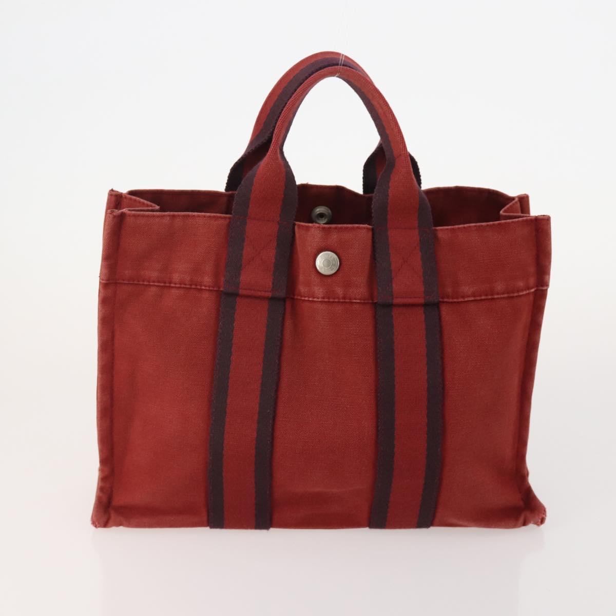 HERMES Fourre Tout Hand Bag cotton 4 Set Black Red gray Auth ti3922