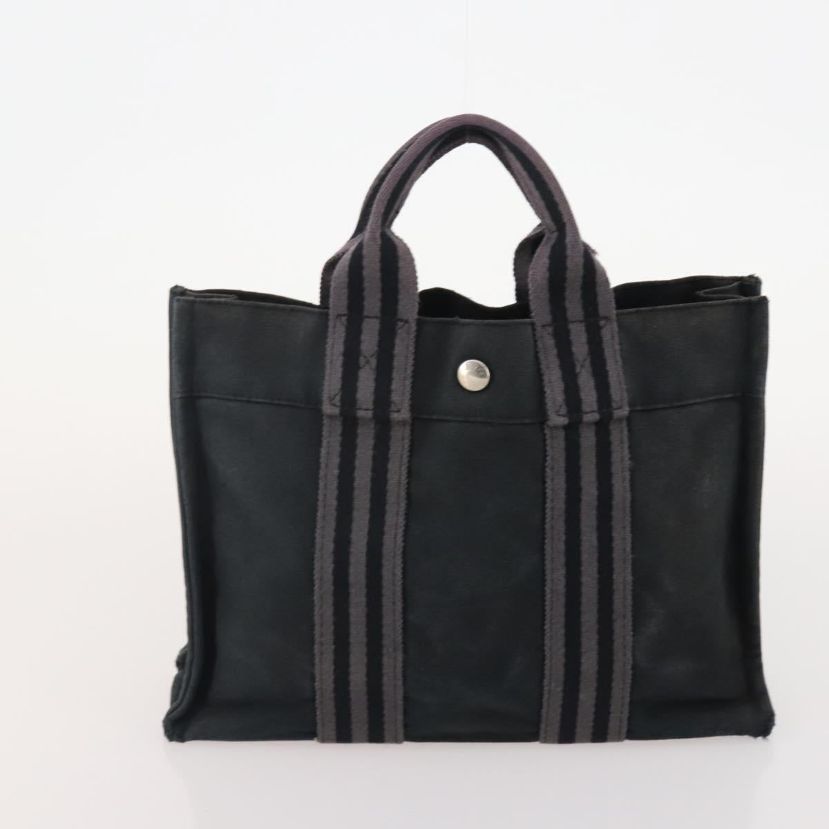 HERMES Fourre Tout Hand Bag cotton 4 Set Black Red gray Auth ti3922