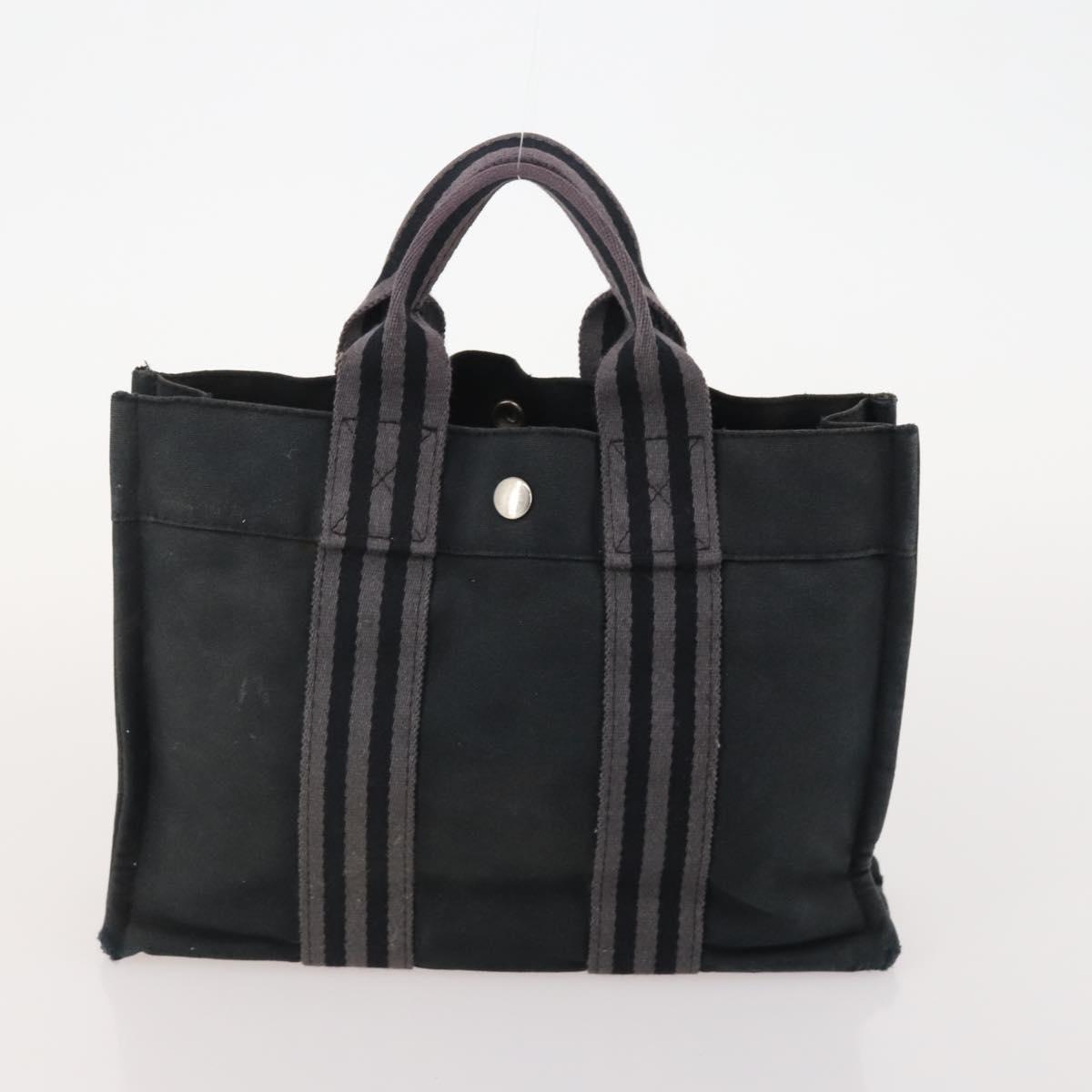 HERMES Fourre Tout Hand Bag cotton 4 Set Black Red gray Auth ti3922