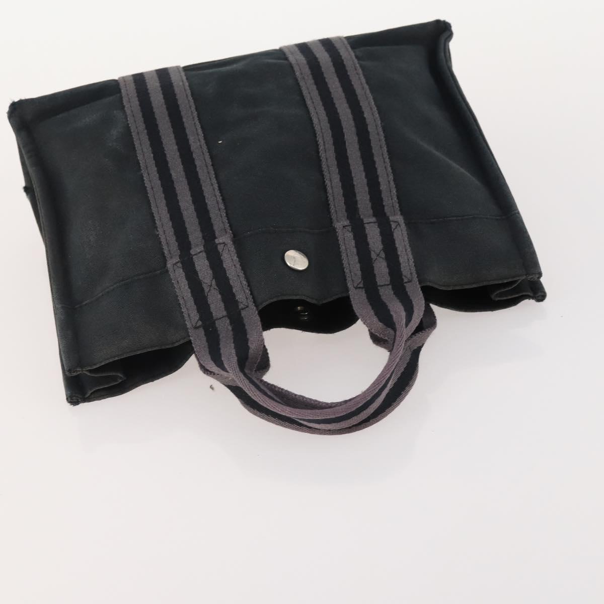 HERMES Fourre Tout Hand Bag cotton 4 Set Black Red gray Auth ti3922