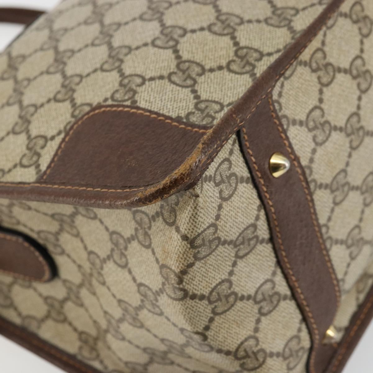 GUCCI GG Supreme Web Sherry Line Hand Bag PVC 2way Beige Gold Auth ti3926