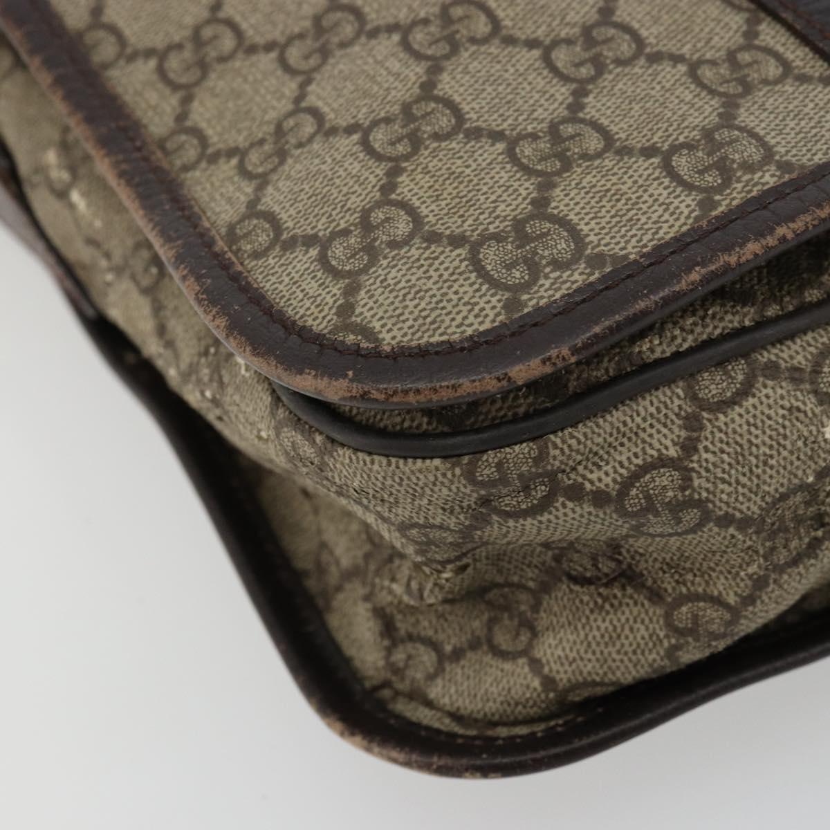 GUCCI GG Supreme Web Sherry Line Bag PVC Beige Silver 145844 Auth ti3927