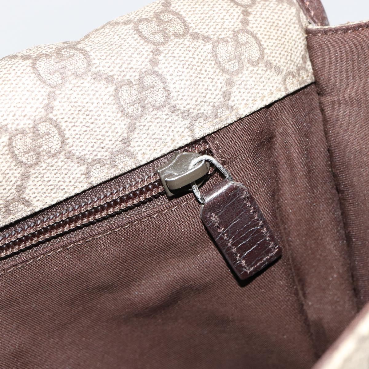 GUCCI GG Supreme Web Sherry Line Bag PVC Beige Silver 145844 Auth ti3927