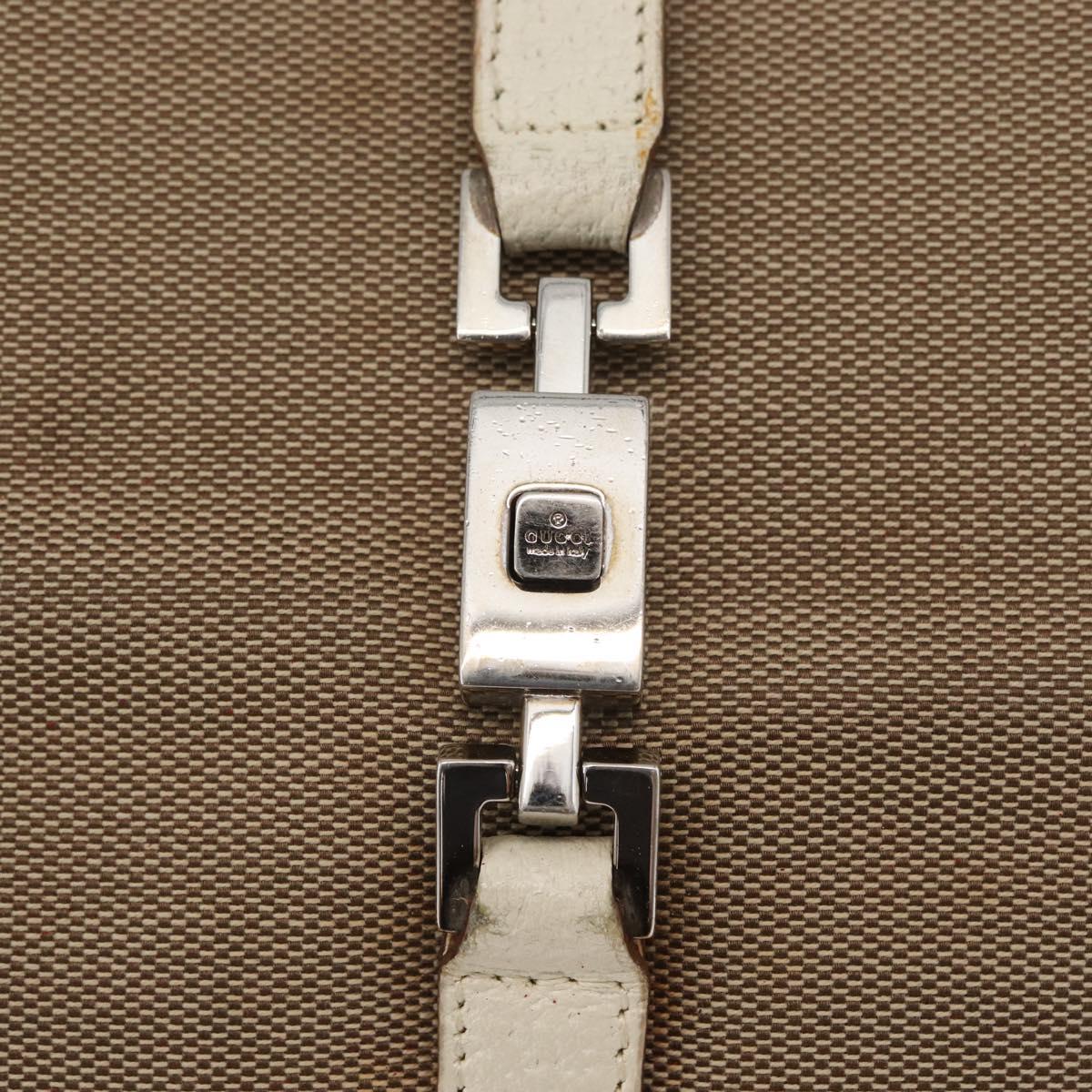 GUCCI Jackie Hand Bag Canvas Beige Silver 002 1065 Auth ti3929A