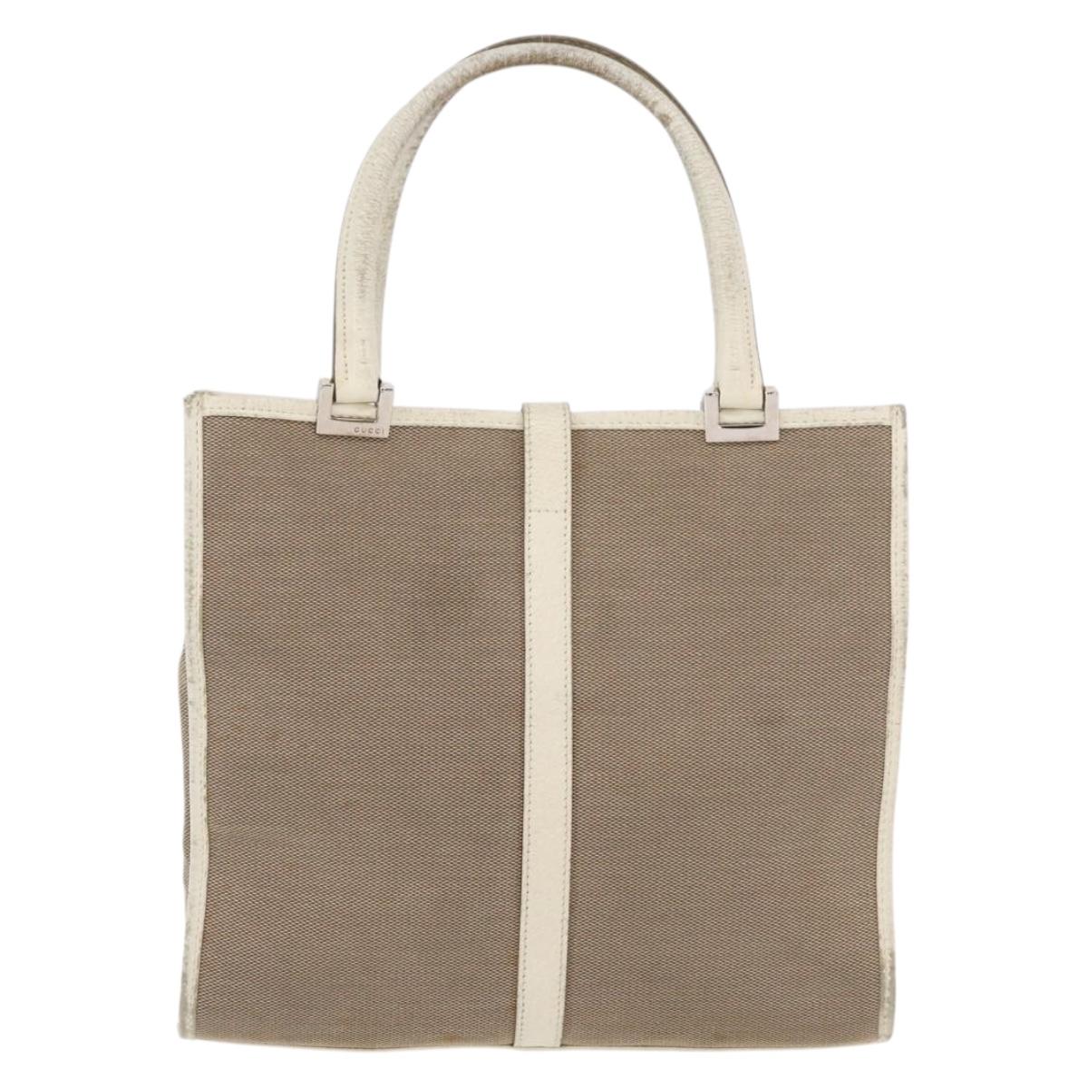 GUCCI Jackie Hand Bag Canvas Beige Silver 002 1065 Auth ti3929A