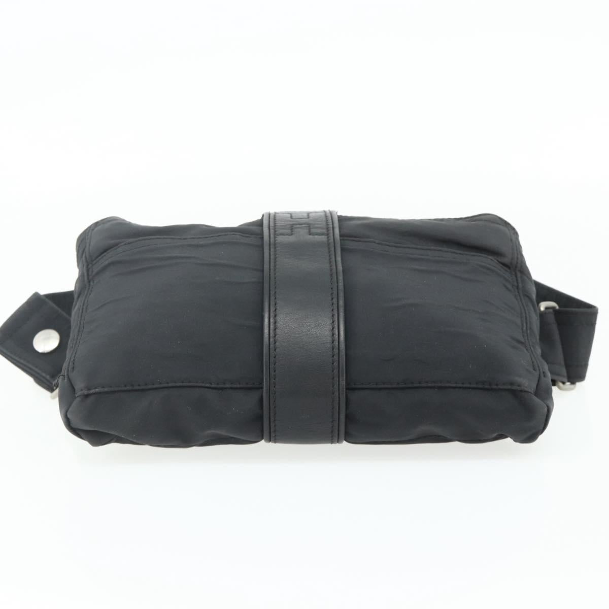 HERMES Acapulco Waist bag Nylon Black Auth ti3931