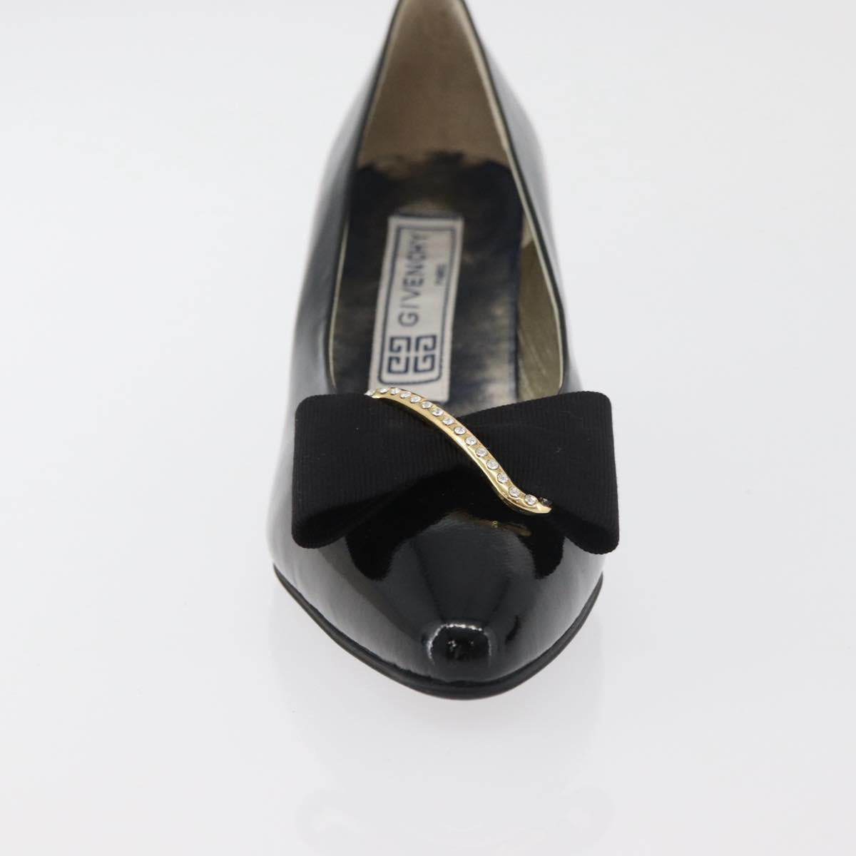 GIVENCHY Heel Patent leather Black Gold Auth ti3934