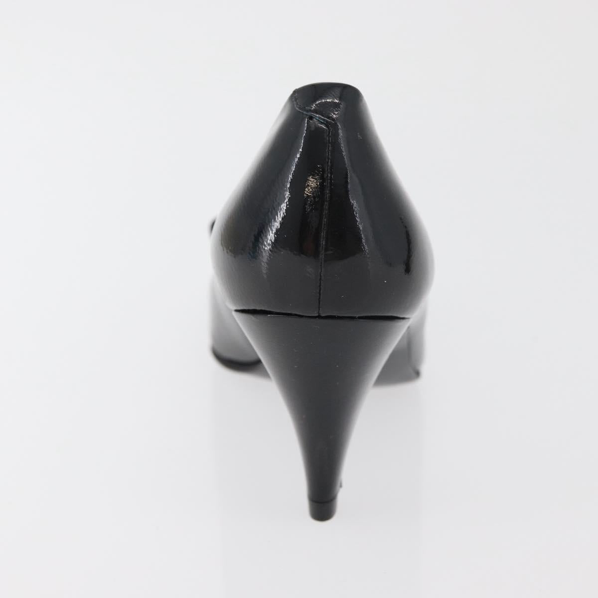 GIVENCHY Heel Patent leather Black Gold Auth ti3934