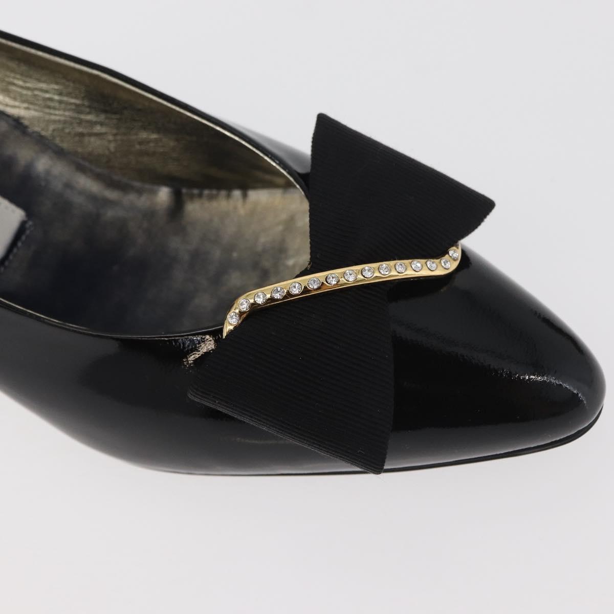 GIVENCHY Heel Patent leather Black Gold Auth ti3934