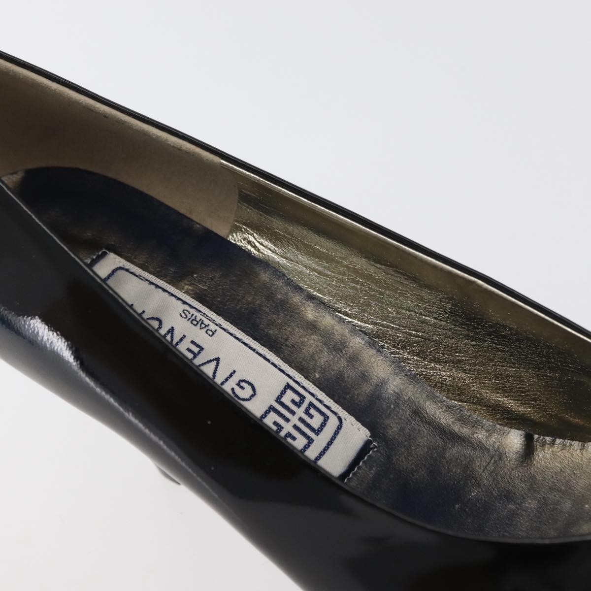 GIVENCHY Heel Patent leather Black Gold Auth ti3934