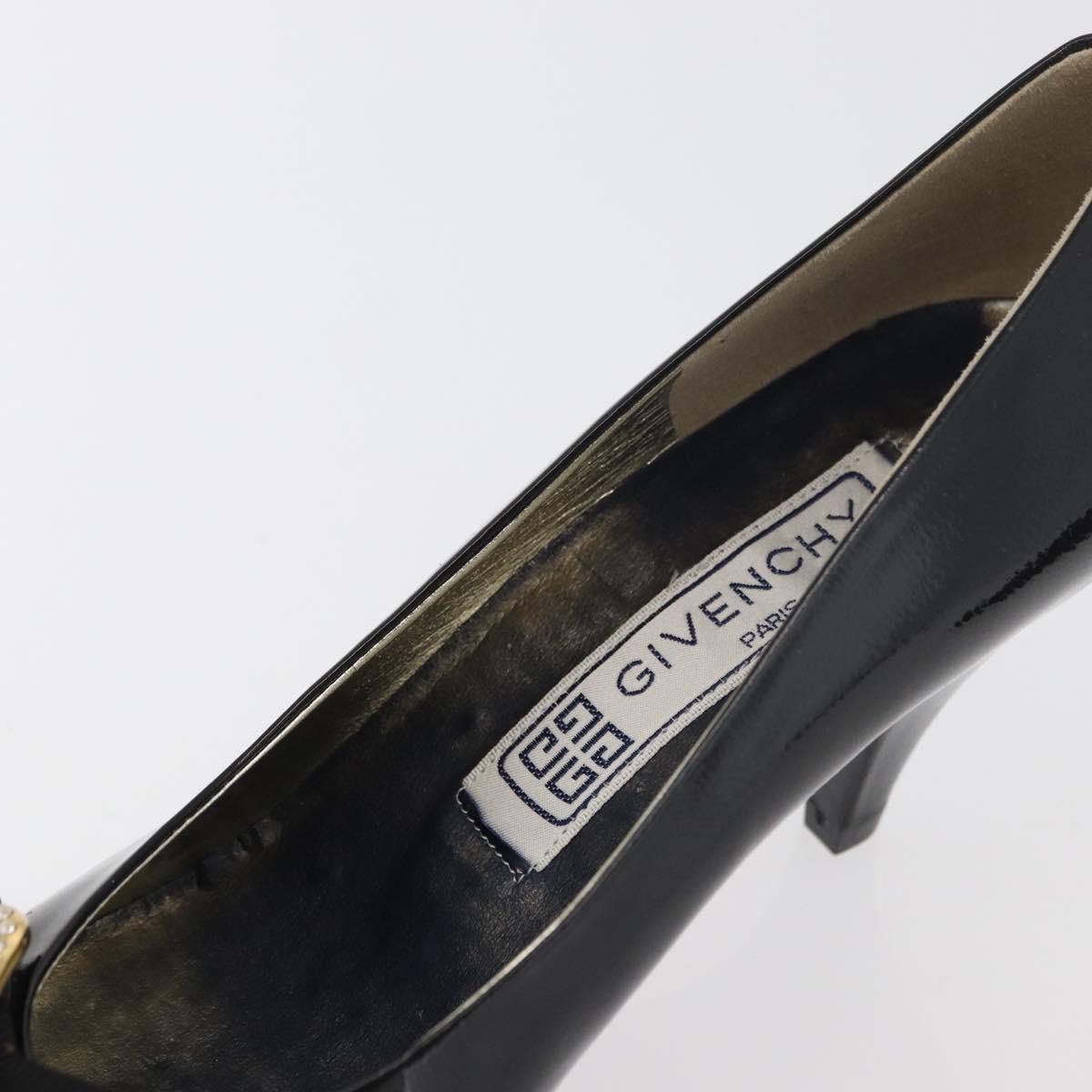 GIVENCHY Heel Patent leather Black Gold Auth ti3934