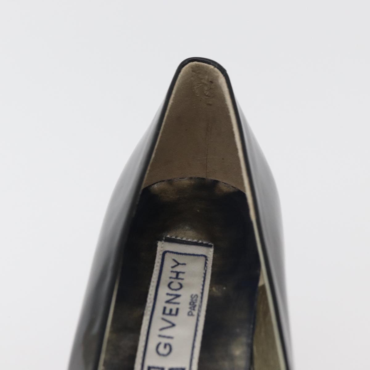 GIVENCHY Heel Patent leather Black Gold Auth ti3934