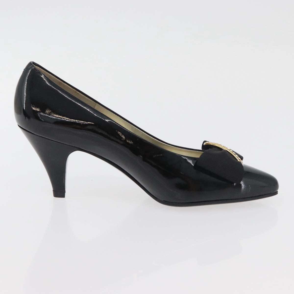 GIVENCHY Heel Patent leather Black Gold Auth ti3934