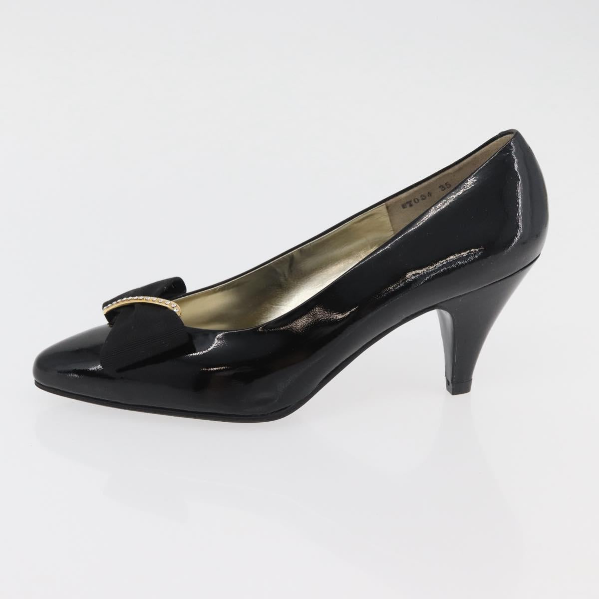 GIVENCHY Heel Patent leather Black Gold Auth ti3934
