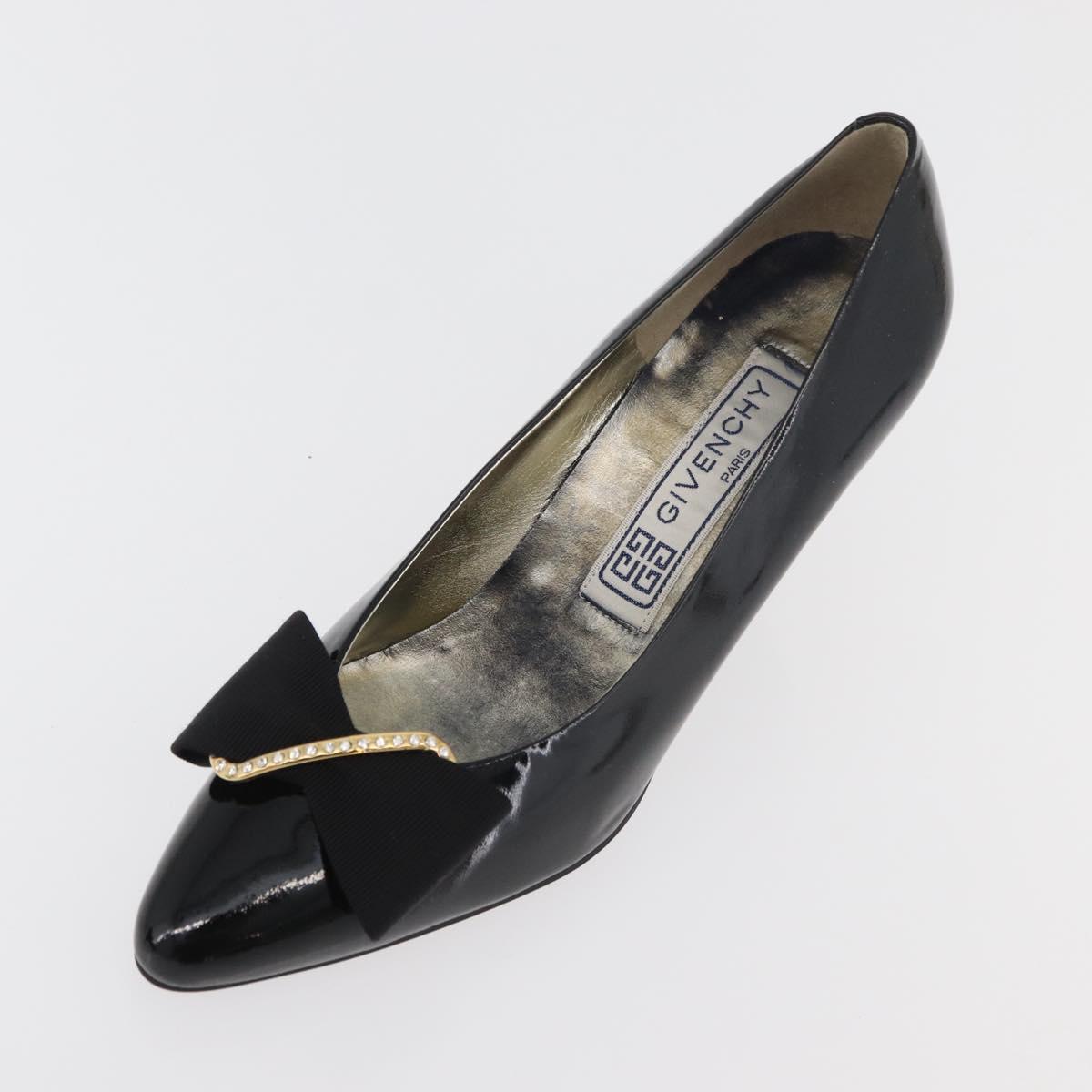 GIVENCHY Heel Patent leather Black Gold Auth ti3934