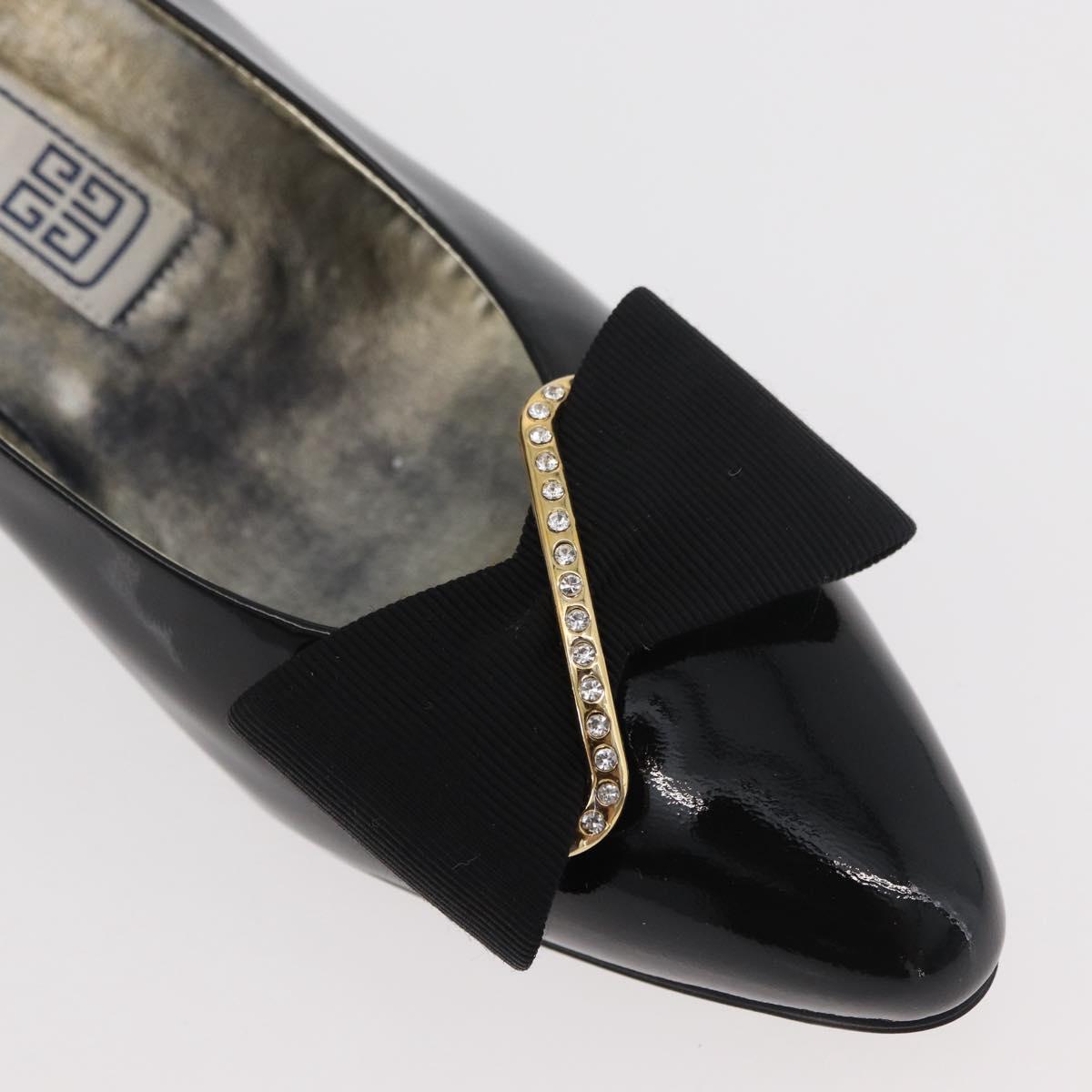 GIVENCHY Heel Patent leather Black Gold Auth ti3934