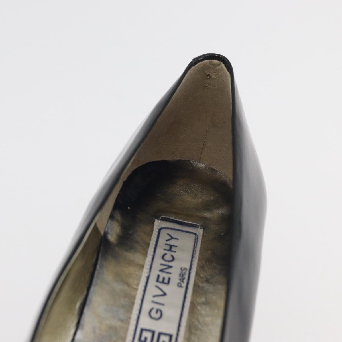 GIVENCHY Heel Patent leather Black Gold Auth ti3934