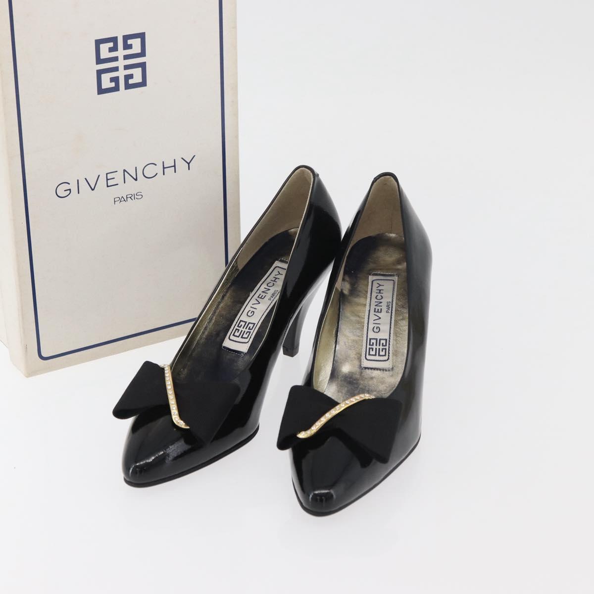 GIVENCHY Heel Patent leather Black Gold Auth ti3934