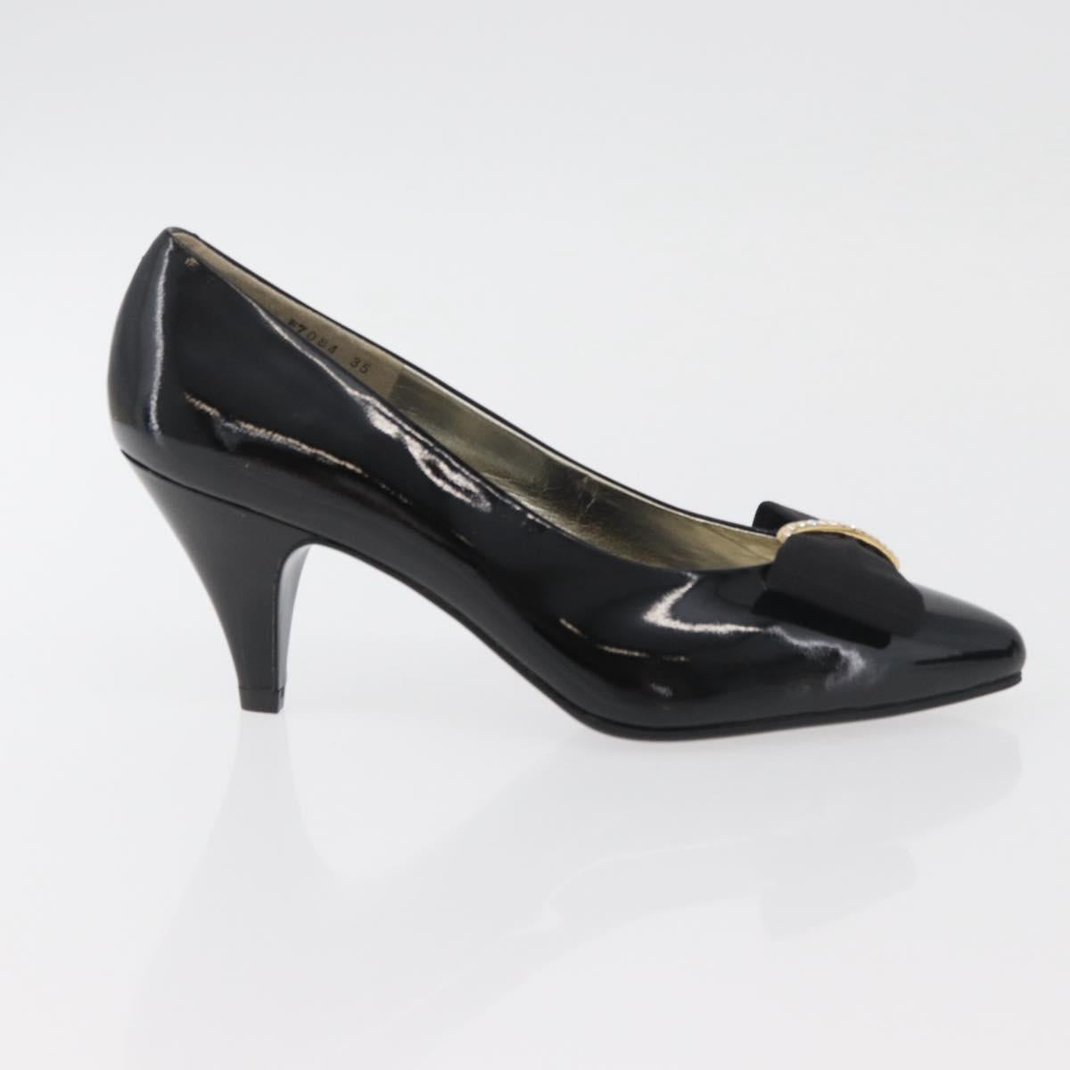 GIVENCHY Heel Patent leather Black Gold Auth ti3934