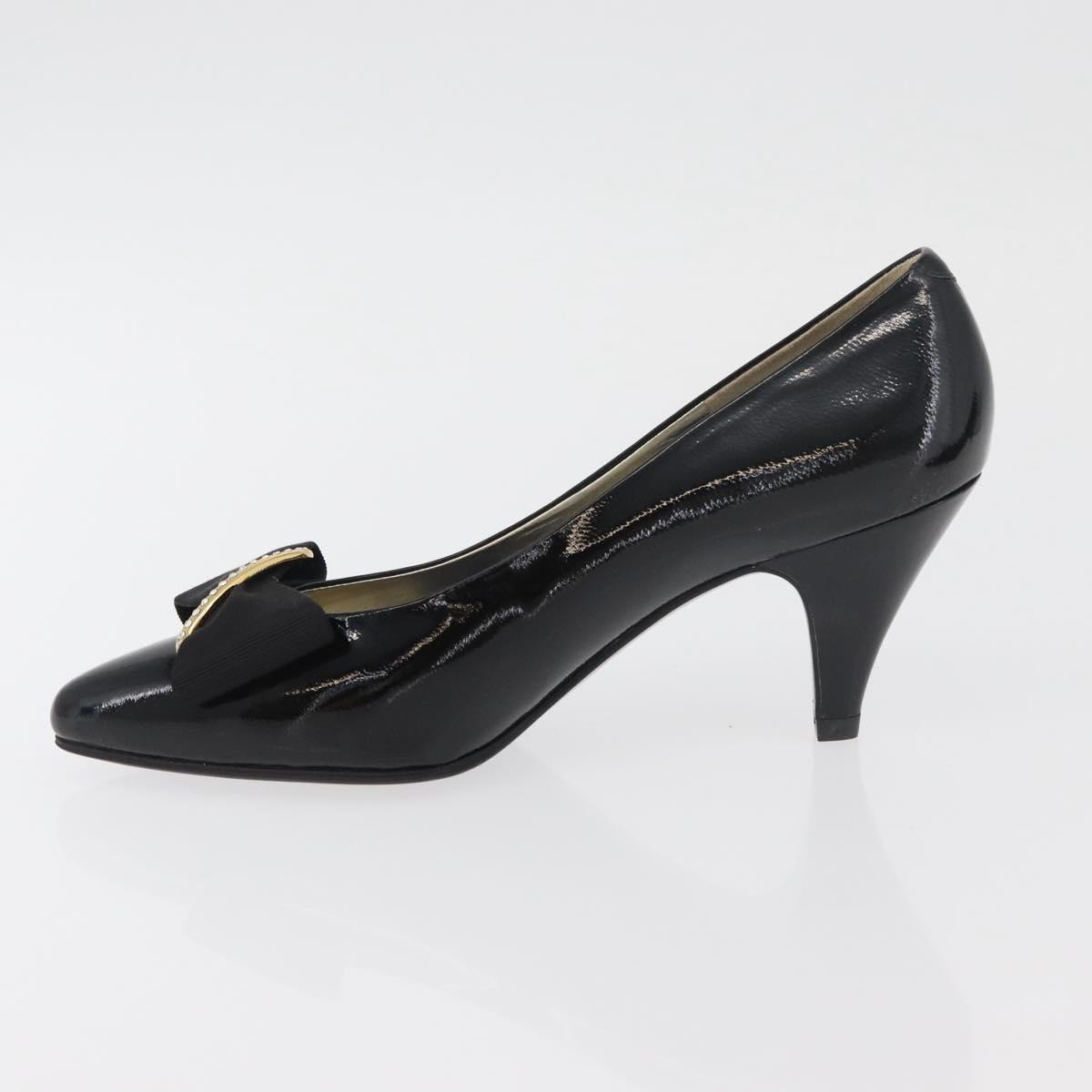 GIVENCHY Heel Patent leather Black Gold Auth ti3934